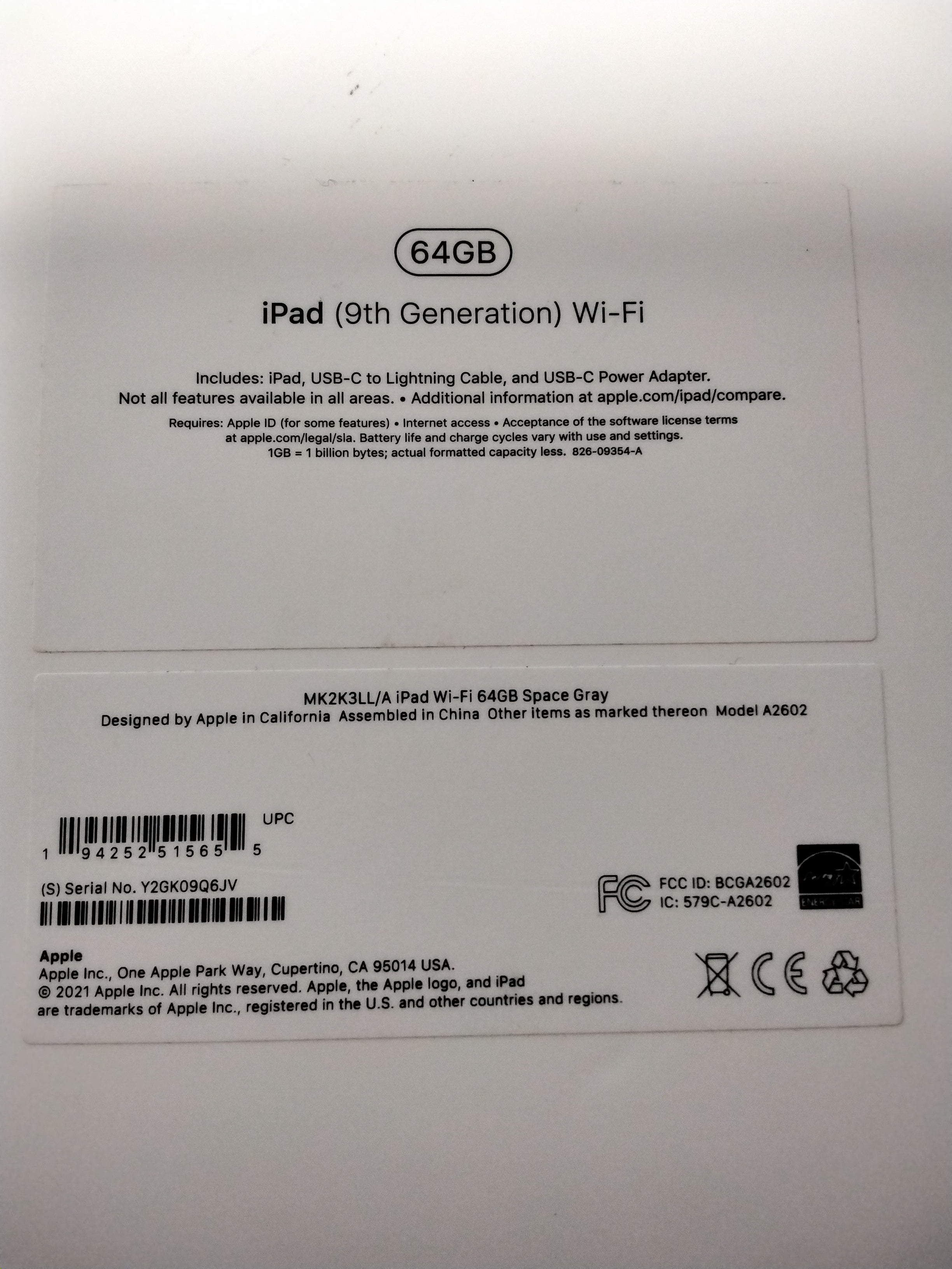 2021 Apple 10.2-inch iPad (Wi-Fi, 64GB) - Space Gray (7761886675182)